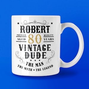 Personalized 80th Birthday Mug, 11oz Coffee Cup and Coaster Options
