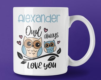 Personalized Owl Coffee Mug, Lover Gift, 11oz Ceramic Mug
