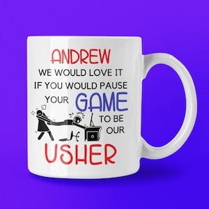 Personalised Usher Mug, Usher Proposal Gift, Usher Gift, Wedding Party Gift, Personalised Best Man Gift, Usher Gift, Gift For Usher