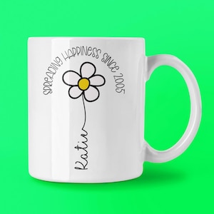 Personalised 21st Birthday Mug, Daisy Gift for 21 Year Old Female MUG