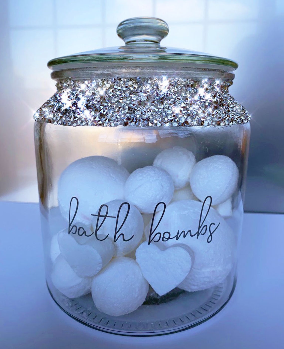 Bath Bomb Storage Jar Crushed Diamond Gift Beautiful Etsy