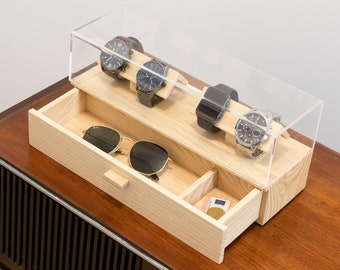 Personalized Watch Box For Men, Personalized Gift For Men, Watch Holder, Gifts for Him, Watch Case, Watch Box With Drawer, Boyfriend Gift