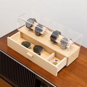 Caja de reloj personalizada para hombres, regalo personalizado para hombres, soporte para relojes, regalos para él, estuche para relojes, caja para relojes con cajón, regalo para novio