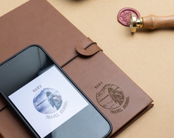 Personalized Faux Leather Travel Journal, Travel Notebook, Travel Gift, Travel Journal for Couples, Vegan Travel Gift, Travel Planner
