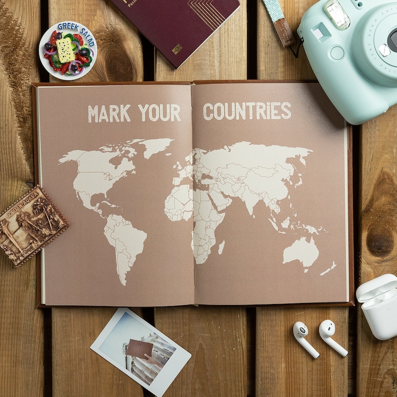 Faux Leather Travel Journal Vegan Travel Gift Travel Etsy