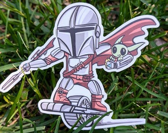 Mando und Grogu OneWheel Vinyl Sticker