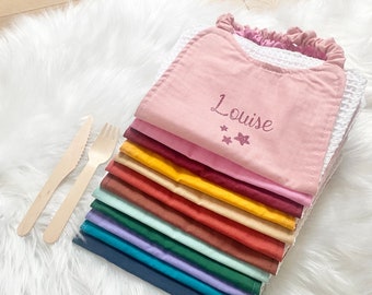 Serviette cantine maternelle personnalisée – serviette enfant avec élastique – prénom – école crèche – cadeau rentrée scolaire – fait main