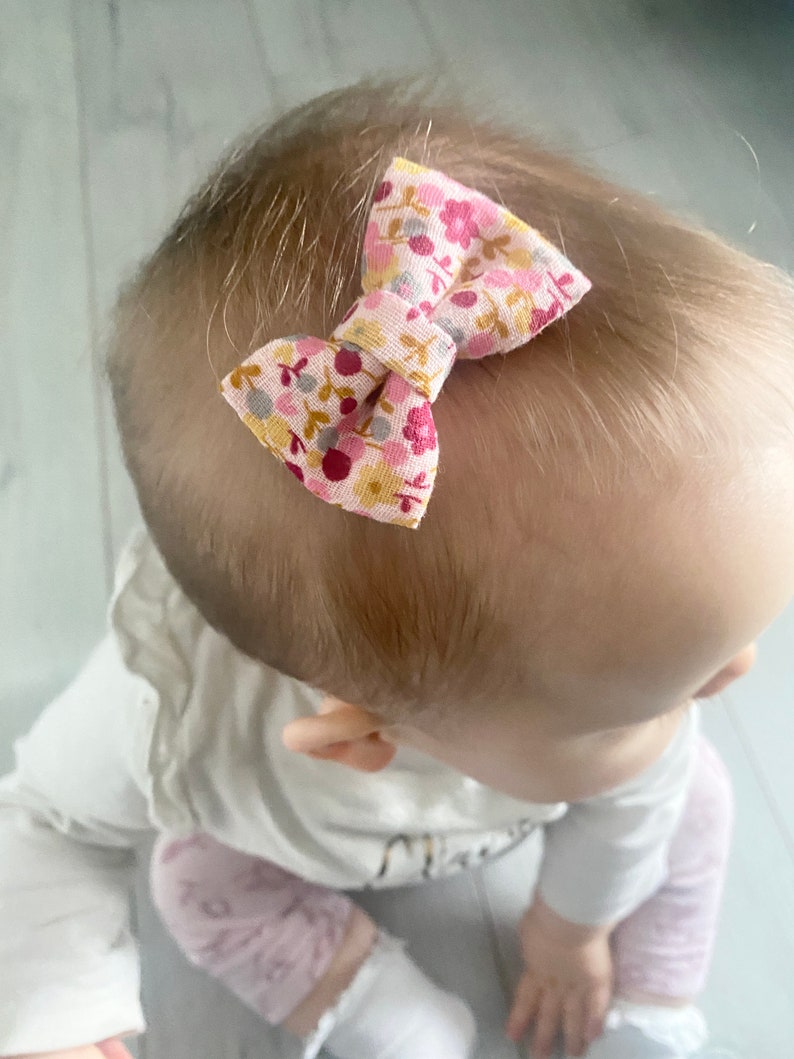 Barrette magique anti glisse noeud bébé fille enfant cheveux fins long courts, cadeau naissance anniversaire accessoire cheveux cérémonie image 5