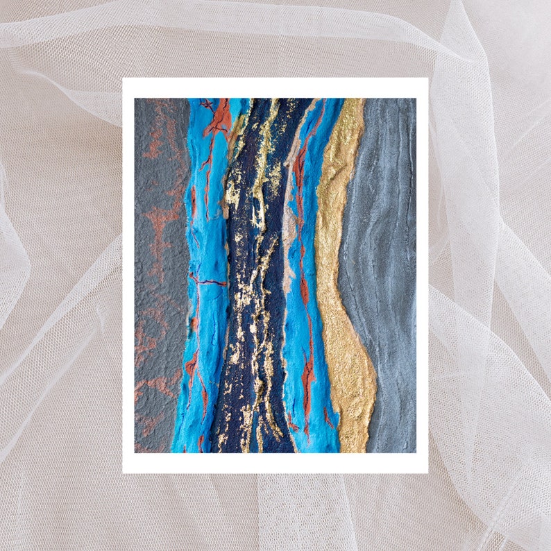 Kunstpostkarten Kunst Postkarten Elegante Postkarten Schöne Postkarten Abstrakte Kunst Moderne Kunst Blau Gold Besonderer Anlass A6 Bild 7