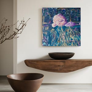 Abstrakte Kunst | Leinwand I große Kunst I abstrakte Malerei I Acryl I handgemaltes Original I 100 x 100 cmI Unikat I blau I gold | struktur
