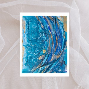 Kunstpostkarten Kunst Postkarten Elegante Postkarten Schöne Postkarten Abstrakte Kunst Moderne Kunst Blau Gold Besonderer Anlass A6 RIVER OF JOY