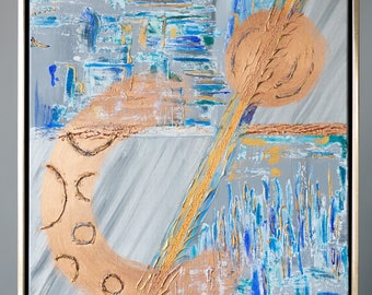 Abstrakte Kunst | Leinwand I große Kunst I abstrakte Malerei I Acryl I handgemaltes Original I 60 x 85 cmI Unikat I silber I gold | Struktur