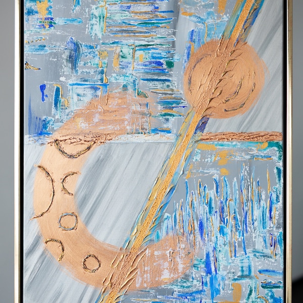 Abstrakte Kunst | Leinwand I große Kunst I abstrakte Malerei I Acryl I handgemaltes Original I 60 x 85 cmI Unikat I silber I gold | struktur