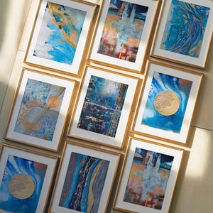7er-Set Kunstpostkarten A6, Abstrakte Kunst, Postkarte, Grußkarten, Moderne Kunst, Winter, Weihnachtsgeschenk, Kunst, Illustration