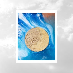 Kunstpostkarten Kunst Postkarten Elegante Postkarten Schöne Postkarten Abstrakte Kunst Moderne Kunst Blau Gold Besonderer Anlass A6 GOLDEN MOON