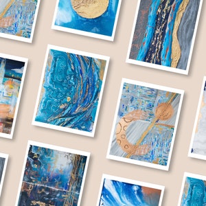 Kunstpostkarten Kunst Postkarten Elegante Postkarten Schöne Postkarten Abstrakte Kunst Moderne Kunst Blau Gold Besonderer Anlass A6 Variable 6er Set