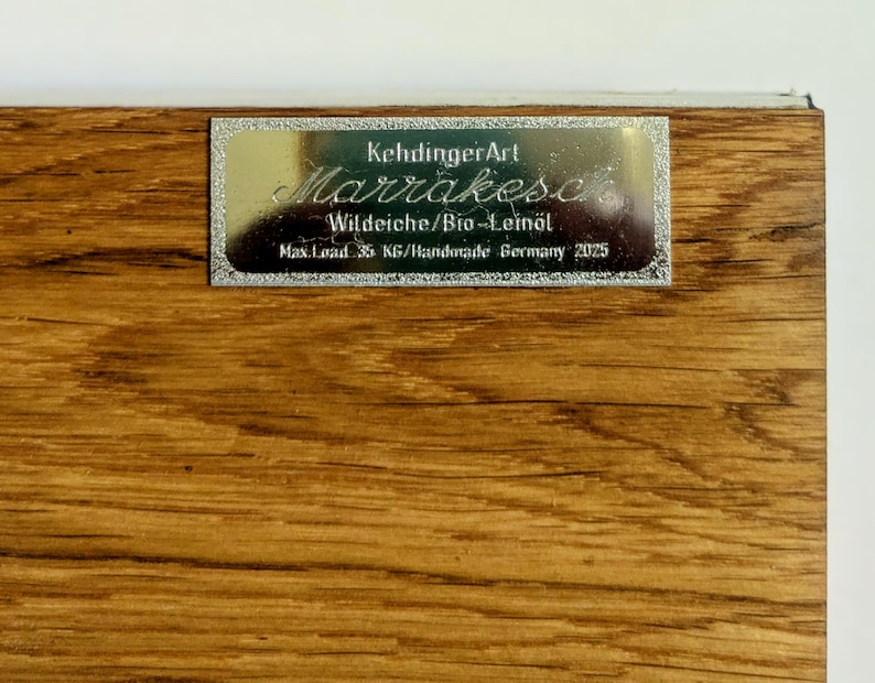 Marrakesch, vintage Standregal. Wildeiche mit Glasmosaik. Wildeiche Natur geölt oder in hell lasiert mit Bienenwachs. Personalisierbar. Bild 4