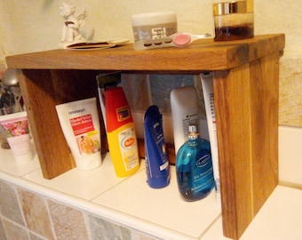 Freestanding shelf, solid wild oak wood.