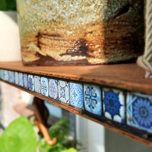 Exclusive vintage hanging shelf, wild oak. Marrakesh blue.