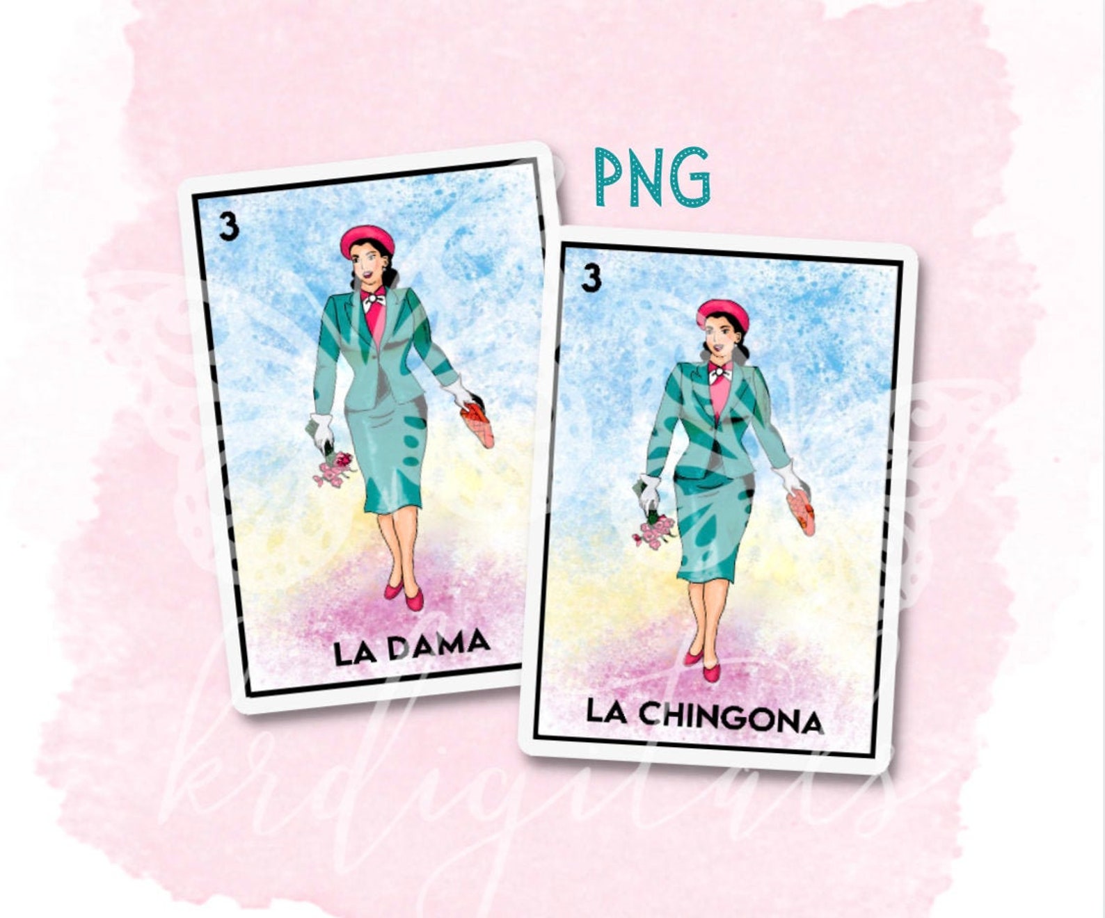 La Dama La Chingona Loteria Card PNG Etsy
