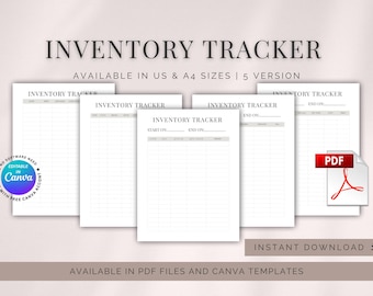 Printable Inventory tracker, storage list template, product and supply custom logging, editable Canva log list, Price inventory organizer