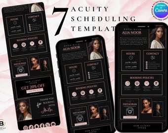 Lash tech acuity, DIY Canva booking site, nailtech, hair, lashing website book template, confirmation scheduling, makeup schedule banners
