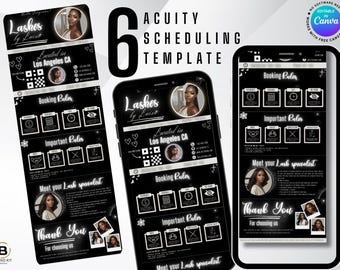 Lash tech acuity, DIY Canva booking site, nailtech, hair, lashing website book template, confirmation scheduling, makeup schedule banners