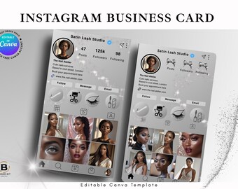 Instagram Business Card, IG Canva Template, Nail artist, Lash Tech, DIY beauty influencer, editable salon cards, makeup hair stylist QR code
