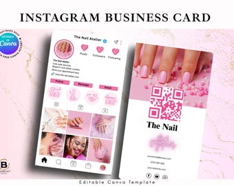 Instagram Business Card, IG Canva Template, Nails stylist card, Lash Tech IG card, diy influencer beauty, nail salon business cards, makeup