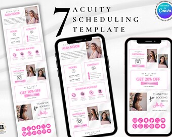 Lash tech acuity, DIY Canva booking site, nailtech, hair, lashing website book template, confirmation scheduling, makeup schedule banners