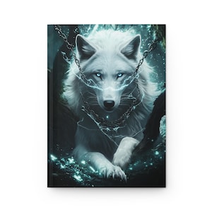 Wolf Fantasy Hardcover Journal Matte, Mystical Notebook, Fantasy Diary, Wolf Lover Gift, Writing Journal, Stationery Set