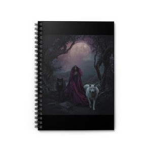 Spiral Notebook - Mystical Wolf Elf, Ruled Line Journal, Fantasy Creature Notepad, Lined Paper Diary, Spiritual Animal Stationery, Writing