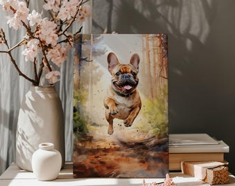 Watercolor French wall art canvas print, dog painting home decor, pet lover gift, Dog portrait artwork on canvas