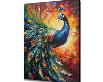 Majestic peacock art print canvas print picture wall hanging handmade art print home decor gifts fast free uk delivery