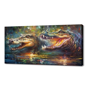Alligators wall art canvas print picture home decor animals handmade wall hangings customised gifts fast free uk delivery