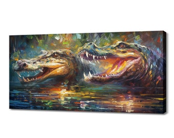 Alligators wall art canvas print picture home decor animals handmade wall hangings customised gifts fast free uk delivery