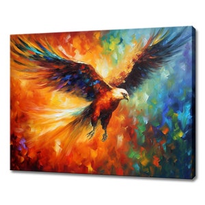 Flying phoenix canvas print painting picture wall hanging art home decor handmade gifts fast delivery
