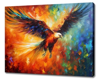 Flying phoenix canvas print painting picture wall hanging art home decor handmade gifts fast delivery