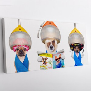 Dogs in Hair Salon Canvas Print - Cute Pet Wall Art, Funny Dog Decor, Canine Grooming Gift, Dog Lover&#39;s Artwork, Home Decor