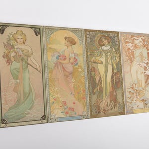 Four Seasons by  Alphonse Mucha Canvas Print – Art Nouveau Wall Art – Vintage Illustration for Elegant, Romantic, or Classic Interiors