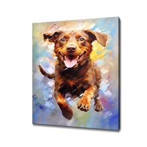 Brown Labrador Dog Animal Canvas Print | Gift For Brown Labrador Lover | Colourful Dog Portrait Painting Print Art | Home Decor Art