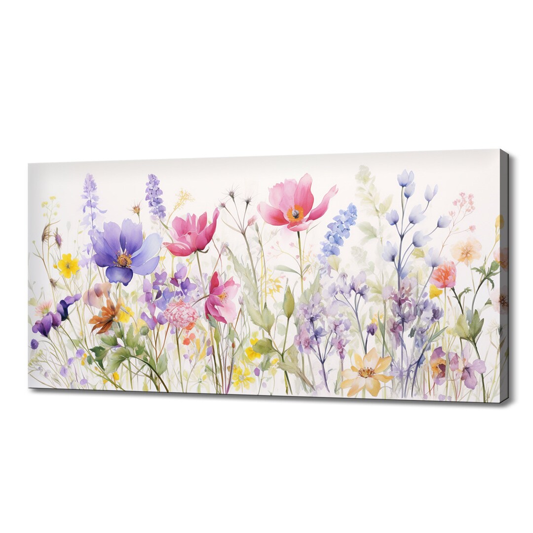 Pink Purple Wildflowers Art Print | Meadow Flowers Canvas Print ...