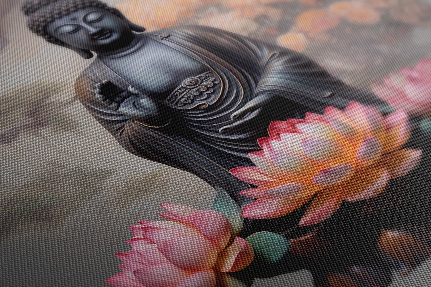 Buddha Lotus Flower Canvas | Art Print Wall Hanging Picture | Peaceful ...