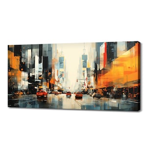 New York Streets Capital Of US Canvas Print Wall Art, Modern Design Home Office Decor, Famous Landmarks Skyline Colourful Painting Print