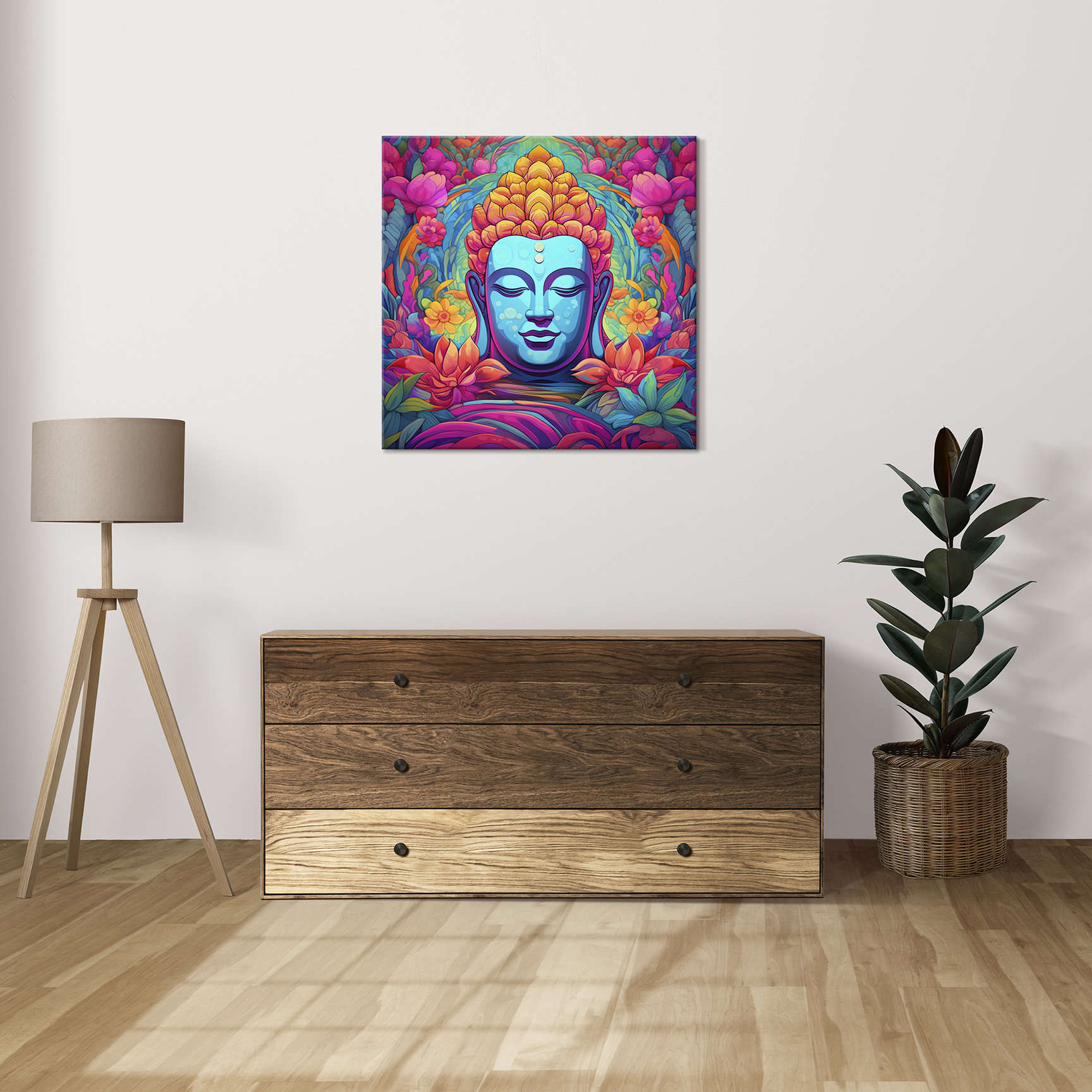 Buddha Lotus Flower Canvas | Art Print Wall Hanging Picture | Peaceful ...