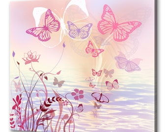 Butterflies Floral Canvas Print Picture Wall Art Free Fast Fast Delivery