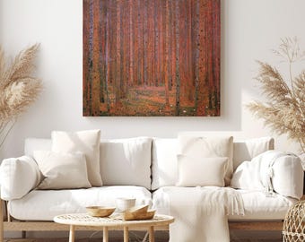 Fir Forest, Gustav Klimt Painting Reproduction, Canvas Print Wall Art, Classic Artwork for Living Room Decor