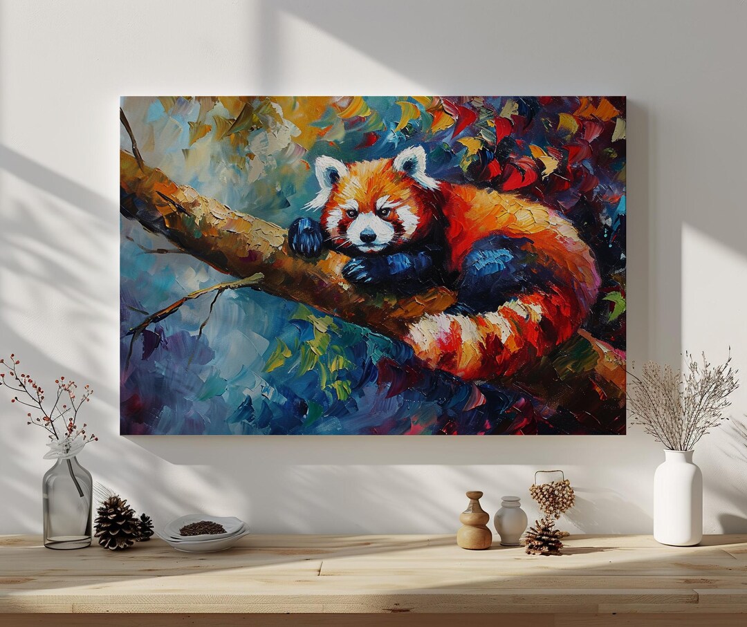 Abstract Red Panda Canvas Print – Colourful Wildlife Wall Art - Etsy