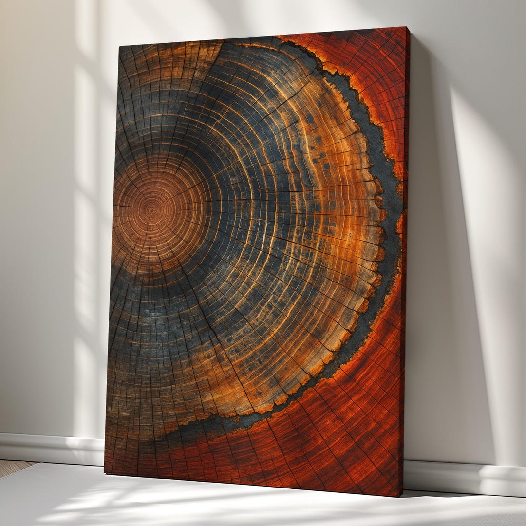 Abstract Colourful Tree Rings Wall Art Canvas Print, Modern Nature ...