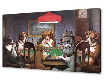 Cassius Marcellus Coolidge Friend in need dogs playing poker Canvas Print Picture Wall Art Free UK Fast Delivery